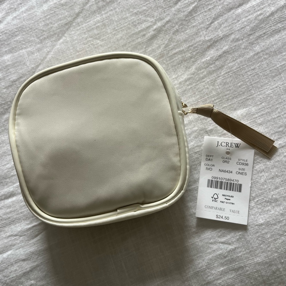 NWT J. Crew Cream Women's Cosmetic Bag